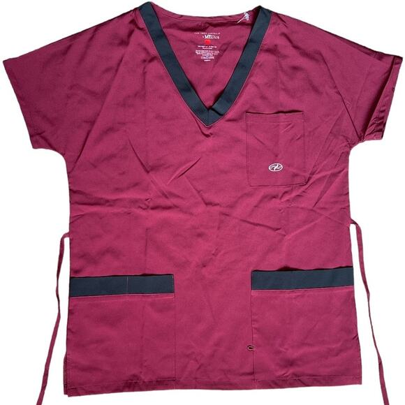 NEW YORK LAUNDRY MEDICS Burgandy Shorts Sleeve Scrub Top, Small - Picture 1 of 7